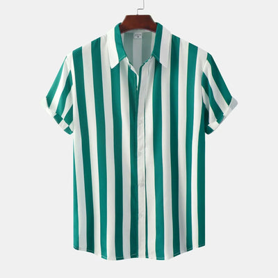 Camisa de manga corta con botones para hombre | Rayas verticales