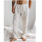 Pantalones de lino para hombre de corte holgado con cintura transpirable con cordón.