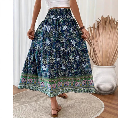 Revie | Falda larga bohemia de mezcla de algodón ligero