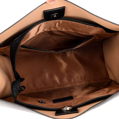 BOLSO DE HOMBRO DE PIEL AUTÉNTICA DE COLOR LISO