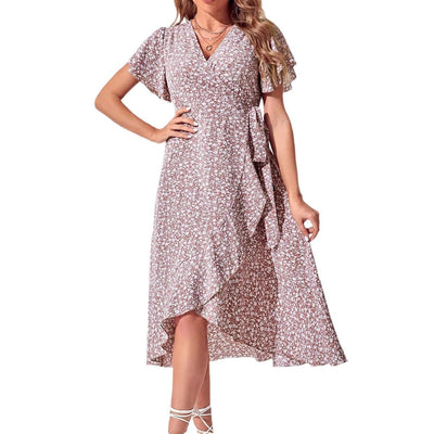 Vestido cruzado floral con escote en V para mujer: un atuendo de verano ligero y elegante 