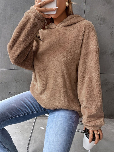 Sweat à capuche femme - Pull polaire - Modèle court - Coupe décontractée - Manches longues