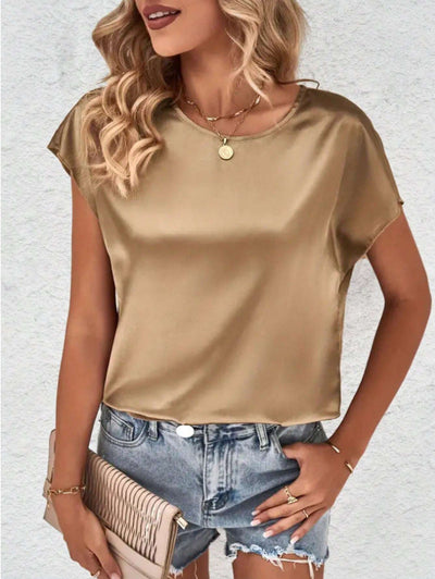 Blusa de satén con mangas murciélago para mujer: elegante y cómoda