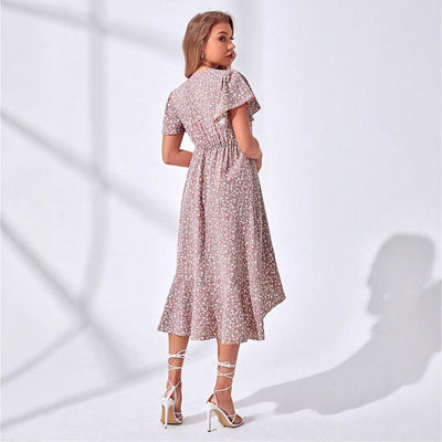 Vestido cruzado floral con escote en V para mujer: un atuendo de verano ligero y elegante 