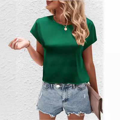 Blusa de satén con mangas murciélago para mujer: elegante y cómoda