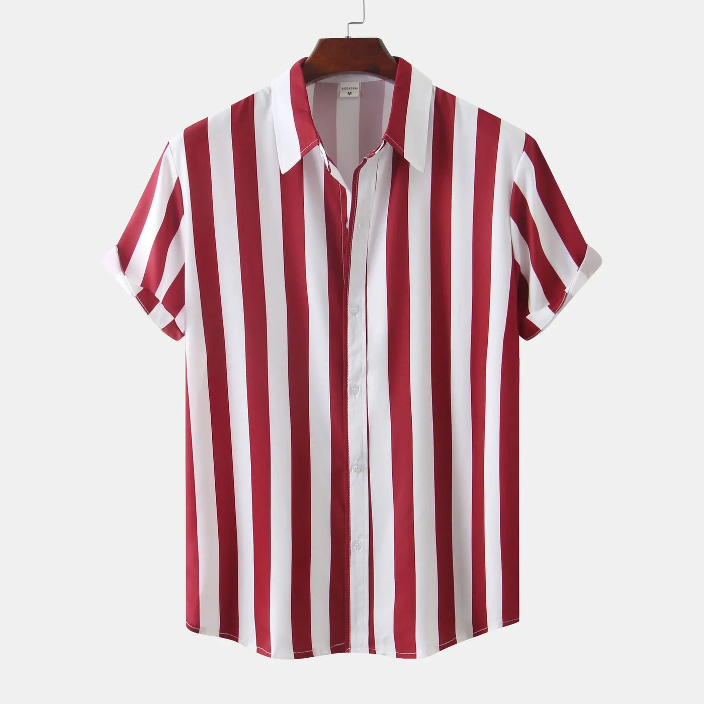 Camisa de manga corta con botones para hombre | Rayas verticales