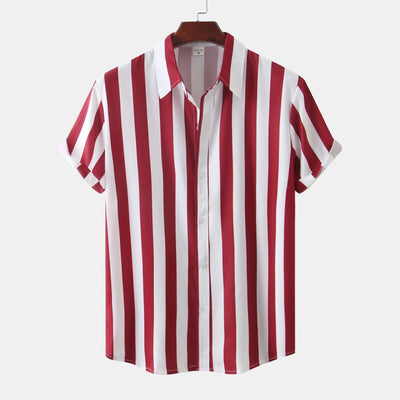 Camisa de manga corta con botones para hombre | Rayas verticales