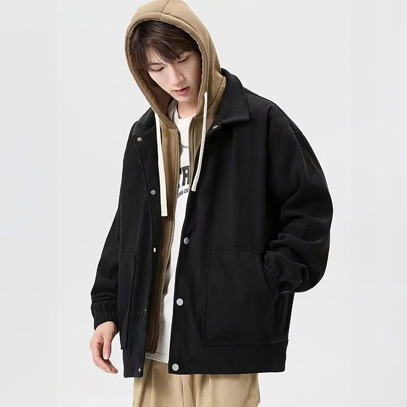 Chaqueta de pana con capucha para hombre - Forrada