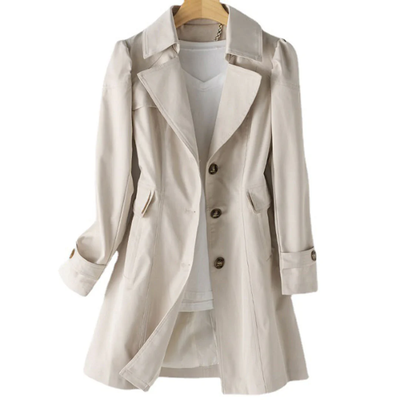 Gabardina de mujer con botones - Abrigo de entretiempo con cuello