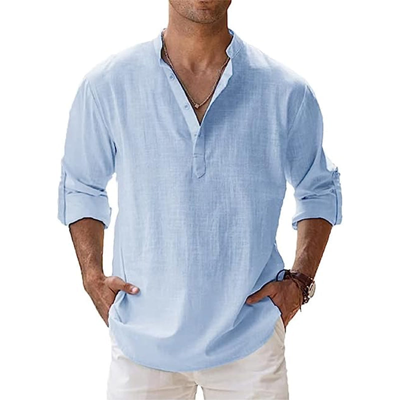 Camisa de lino para hombre: transpirable y elegante para primavera y verano.