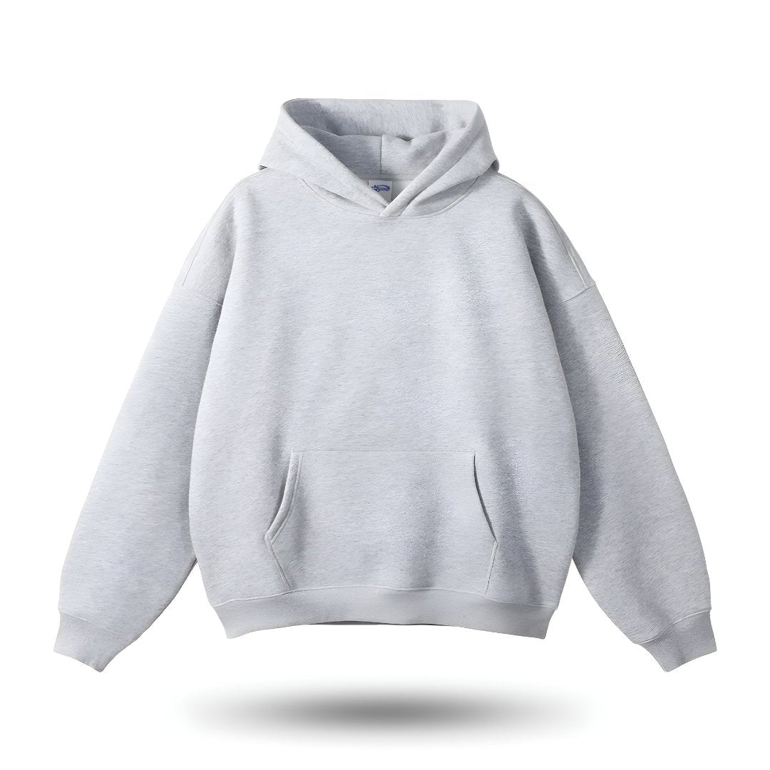 Sweat à capuche gris clair unisexe, style décontracté, avec poche kangourou. Mode streetwear, confortable et tendance pour toutes saisons.