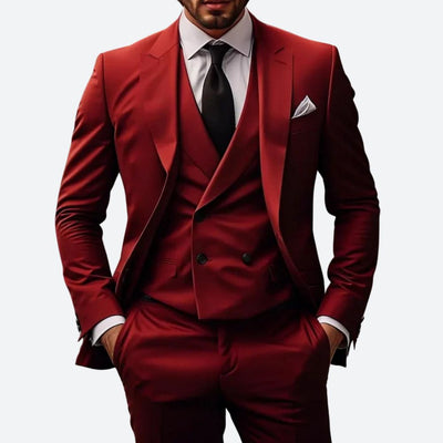 ensemble de costume 3 pièces slim fit pour homme en coton