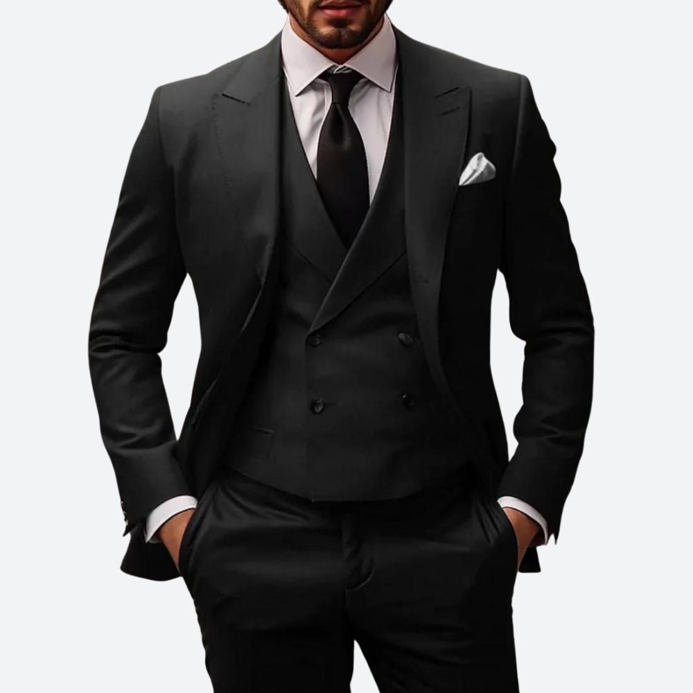 ensemble de costume 3 pièces slim fit pour homme en coton