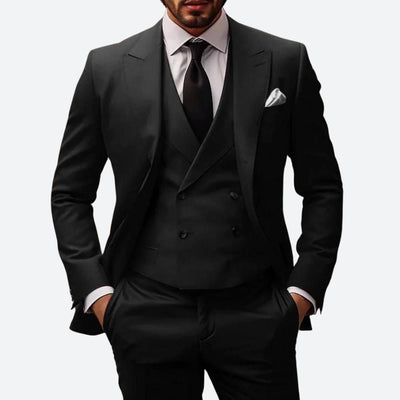 ensemble de costume 3 pièces slim fit pour homme en coton