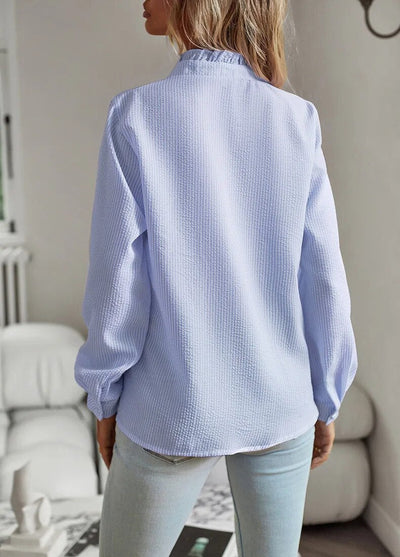 Camisa de mujer - Manga larga - Ajuste cómodo - Mezcla de algodón