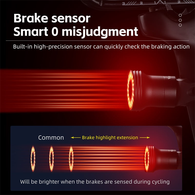 Capteur de frein intelligent pour vélo, détecteur de haute précision, amélioration de la sécurité, lumière de freinage LED, prévention des erreurs.