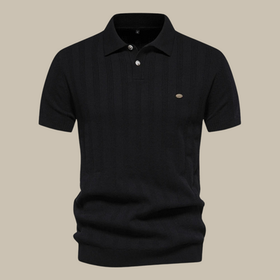 Polo de lana merino de manga corta para hombre