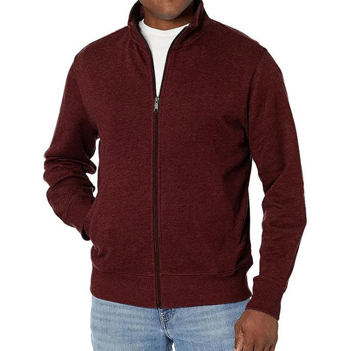 Sweatshirt zippé sportif pour hommes avec col montant