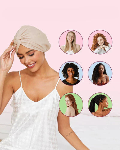 Turbante de seda ajustable para mujer - Gorro para dormir y quimioterapia