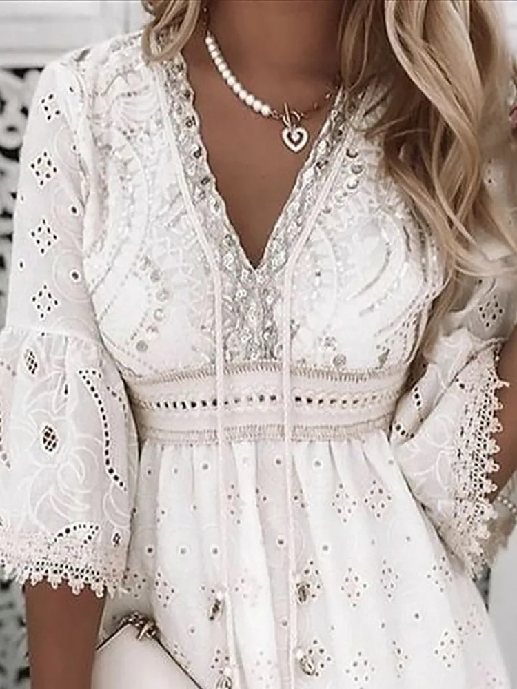 Vestido de encaje Elise: elegancia bohemia para el verano