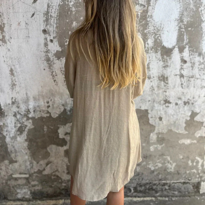 Conjunto de lino aireado: blusa y pantalones cortos de talla grande