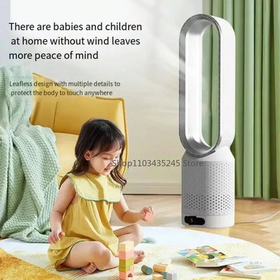 Ventilador de torre sin aspas 3 en 1: seguro, silencioso y elegante con 8 velocidades y control remoto