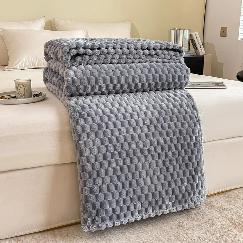 Couverture en velours à carreaux, douce, chaude et moelleuse - Couvre-canapé confortable et couverture pour adultes, enfants et animaux domestiques