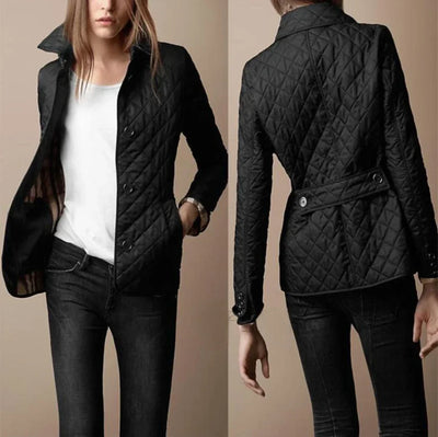 Veste à carreaux élégante pour femmes avec col à revers