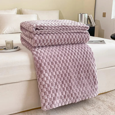 Couverture en velours à carreaux, douce, chaude et moelleuse - Couvre-canapé confortable et couverture pour adultes, enfants et animaux domestiques