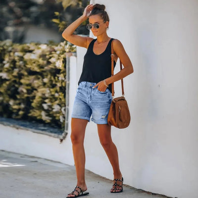 Mila - Shorts vaqueros de cintura alta