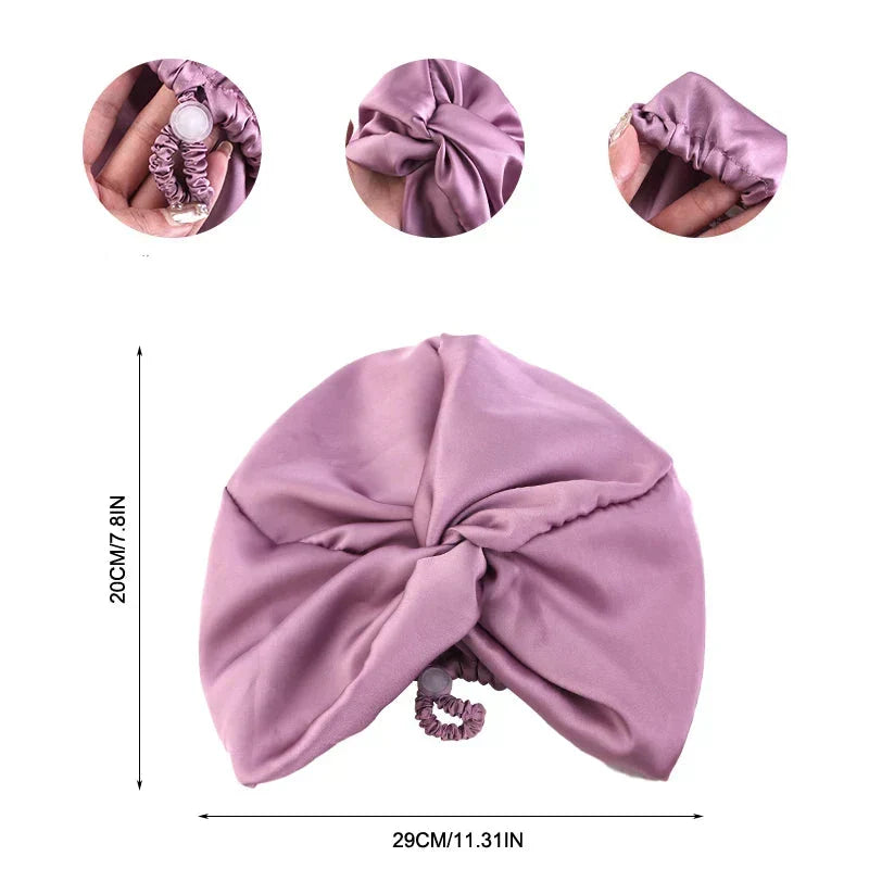Turbante de seda ajustable para mujer - Gorro para dormir y quimioterapia