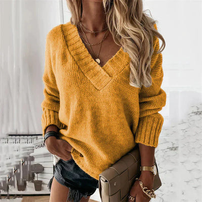 Pull à col en V élégant pour femmes