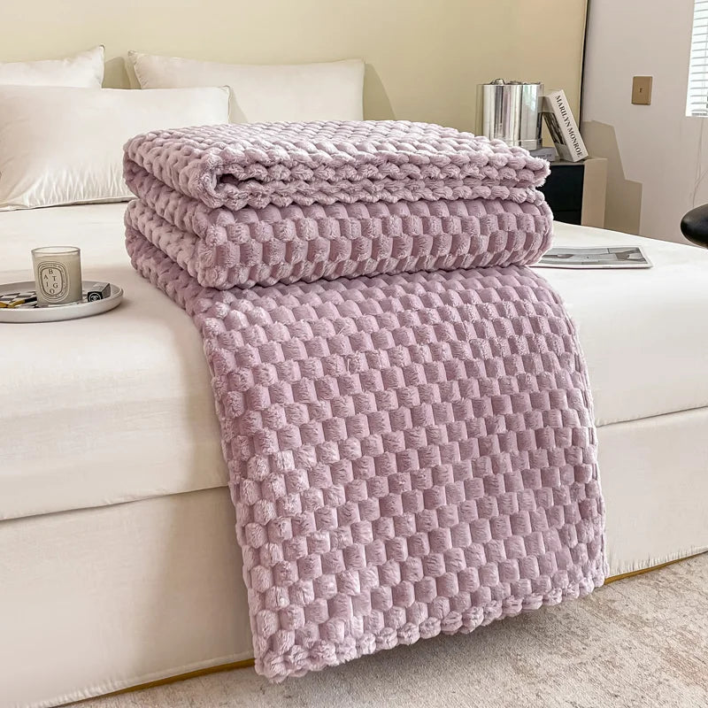 Couverture en velours à carreaux, douce, chaude et moelleuse - Couvre-canapé confortable et couverture pour adultes, enfants et animaux domestiques
