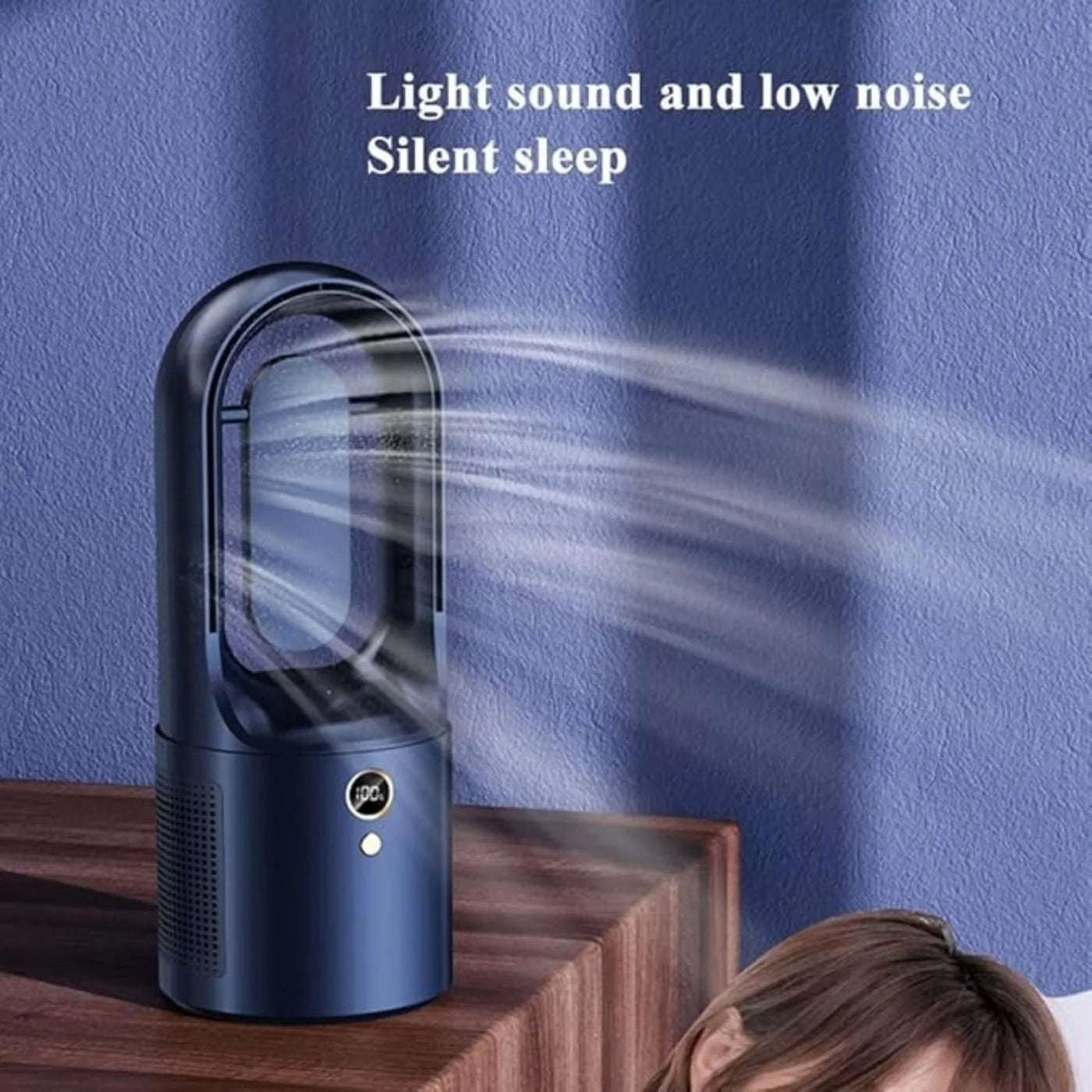 Ventilador de mesa sin aspas con LED y USB: silencioso, seguro e inalámbrico