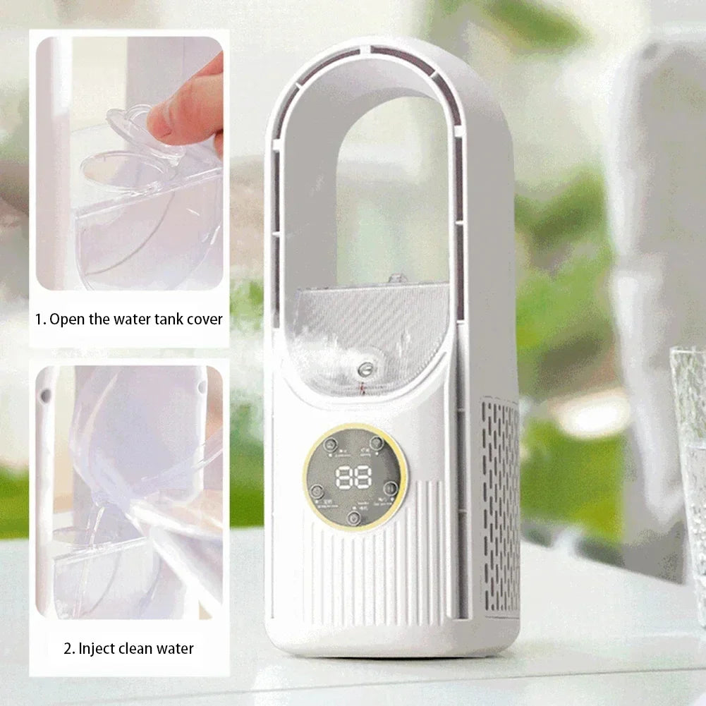 Ventilador de mesa y de mano inalámbrico - Ventilador USB sin aspas, portátil y silencioso