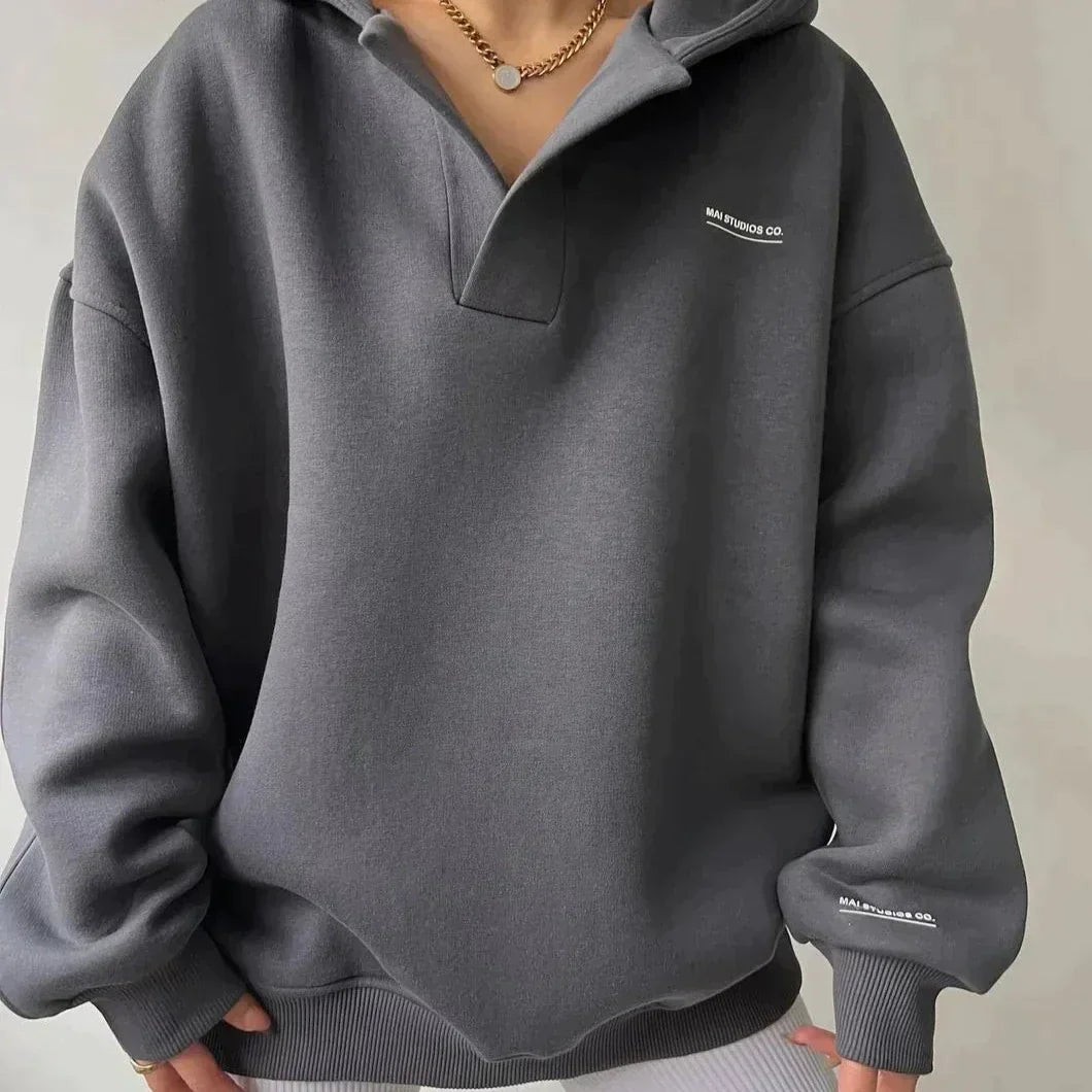 Suéter de cuello en V extragrande para mujer
