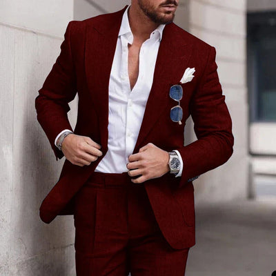 Novio moderno: traje de boda de lino