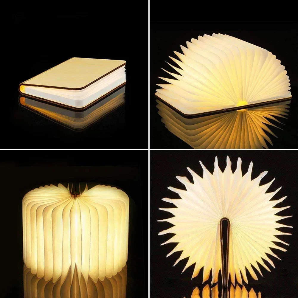 Lampe livre LED pliable, design créatif, lumière douce, forme de livre ouvert, éclairage décoratif, rechargeable, idéale pour la maison ou bureau.