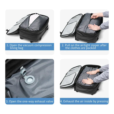 Mochila antirrobo de 60 l con compresión al vacío