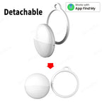 Porte-clés détachable blanc compatible avec l'application Find My, design ovale moderne, idéal pour localiser facilement vos objets personnels.