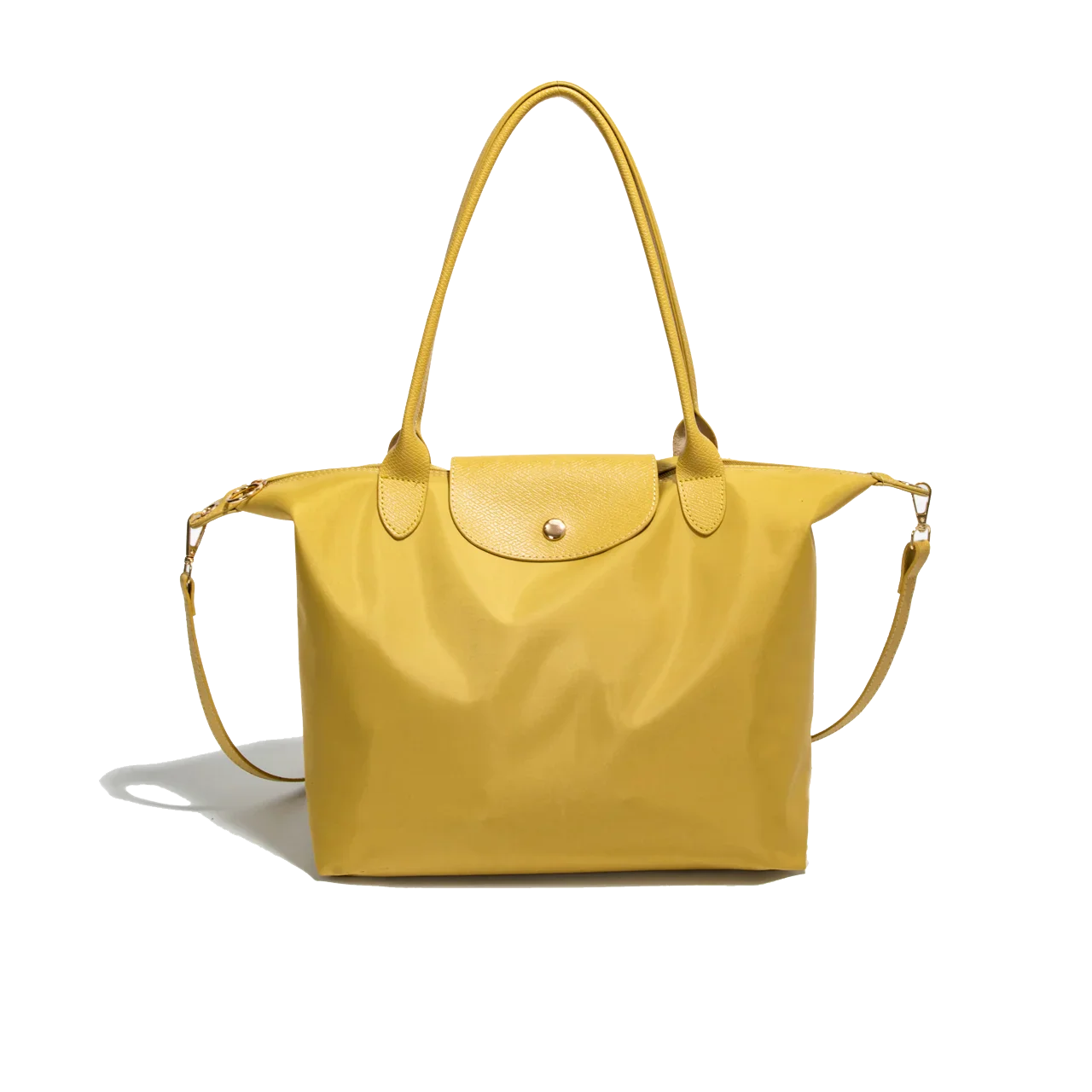 Sac à main jaune en cuir avec bandoulière, design élégant et moderne, idéal pour la mode féminine. Accessoire tendance et pratique.