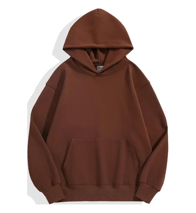 Sweat à capuche marron unisexe, style décontracté, poche kangourou, manches longues, idéal pour l'automne et l'hiver, mode tendance.