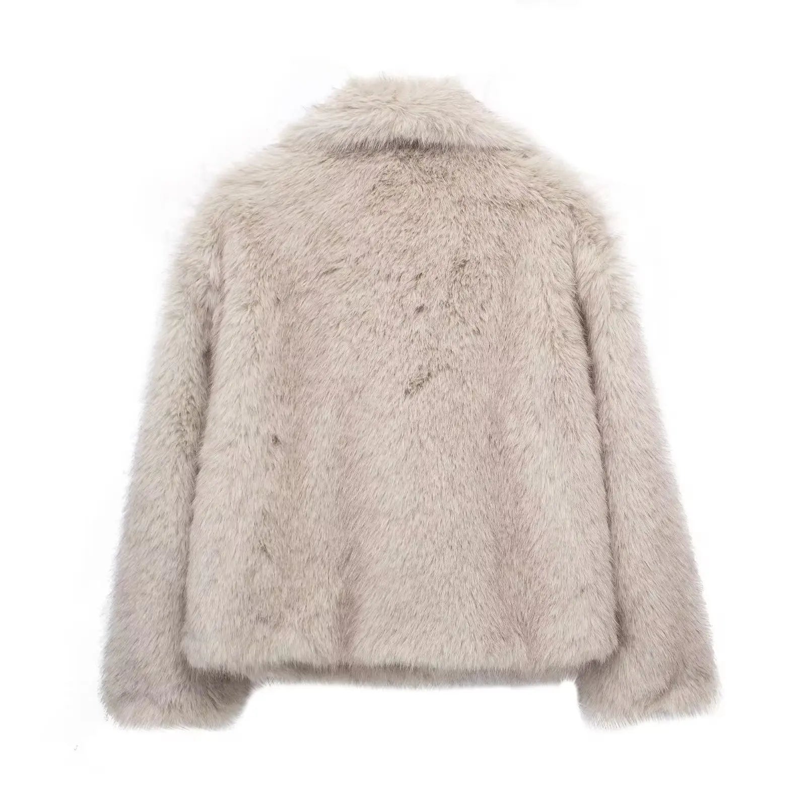 Beige faux fur frakke til kvinder