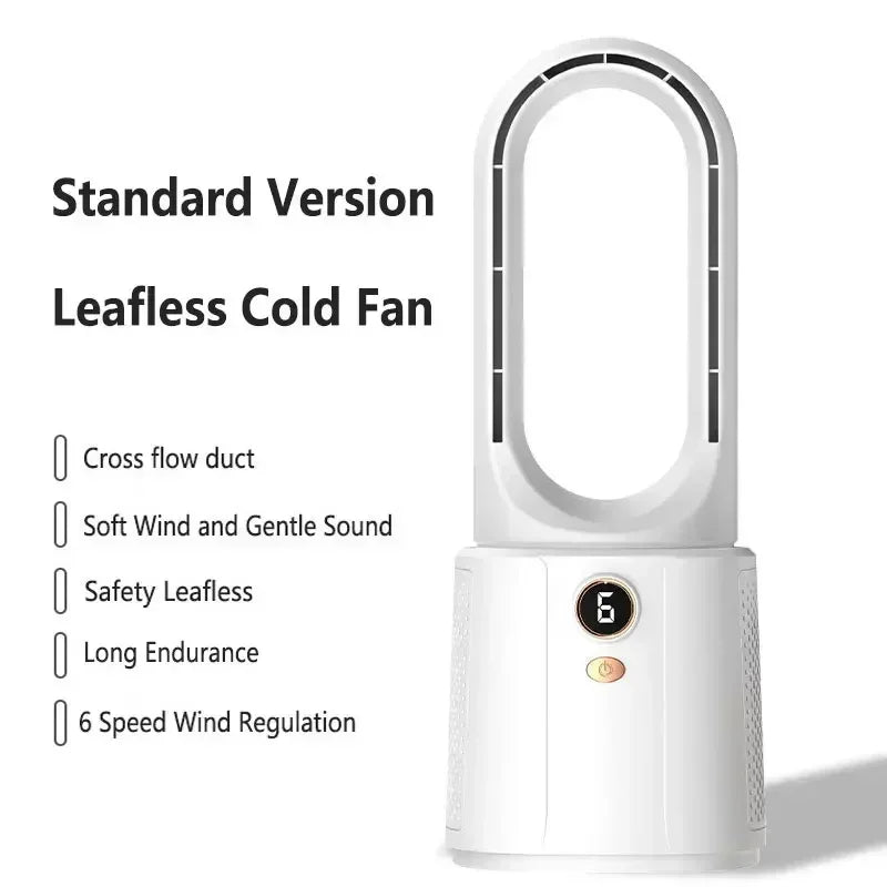 Ventilador de dormitorio sin hojas con refrigeración por pulverización y luz nocturna: minienfriador de aire silencioso para dormir mejor en verano