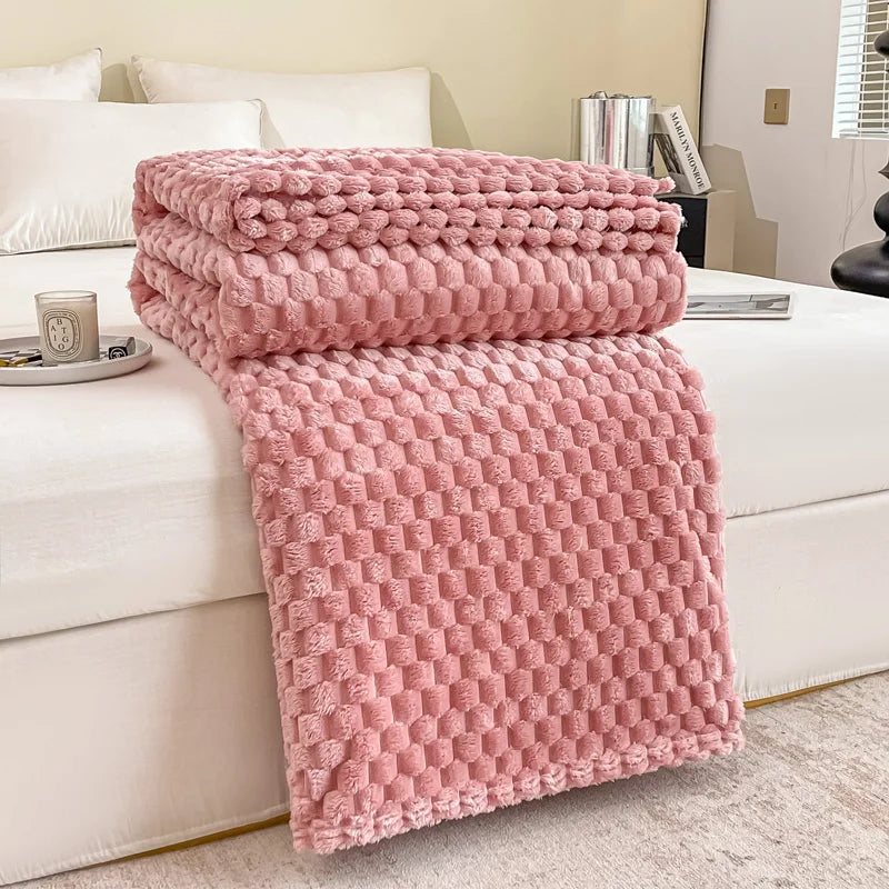 Couverture en velours à carreaux, douce, chaude et moelleuse - Couvre-canapé confortable et couverture pour adultes, enfants et animaux domestiques