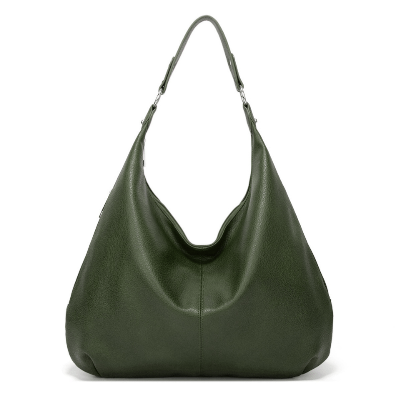 Sac à main hobo en cuir vert foncé, design élégant et moderne, idéal pour la mode féminine. Accessoire tendance pour un style chic et sophistiqué.
