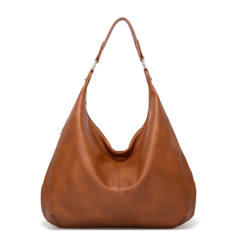 Sac à main en cuir marron, design hobo élégant, anse large, style moderne et chic, accessoire mode femme, idéal pour toutes occasions.