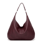 Sac à main hobo en cuir bordeaux, design élégant et moderne, idéal pour la mode féminine. Accessoire tendance pour un style chic et sophistiqué.