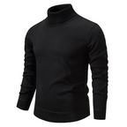 Pull col roulé noir pour homme, manches longues, design élégant et moderne, idéal pour l'hiver et la mode masculine.