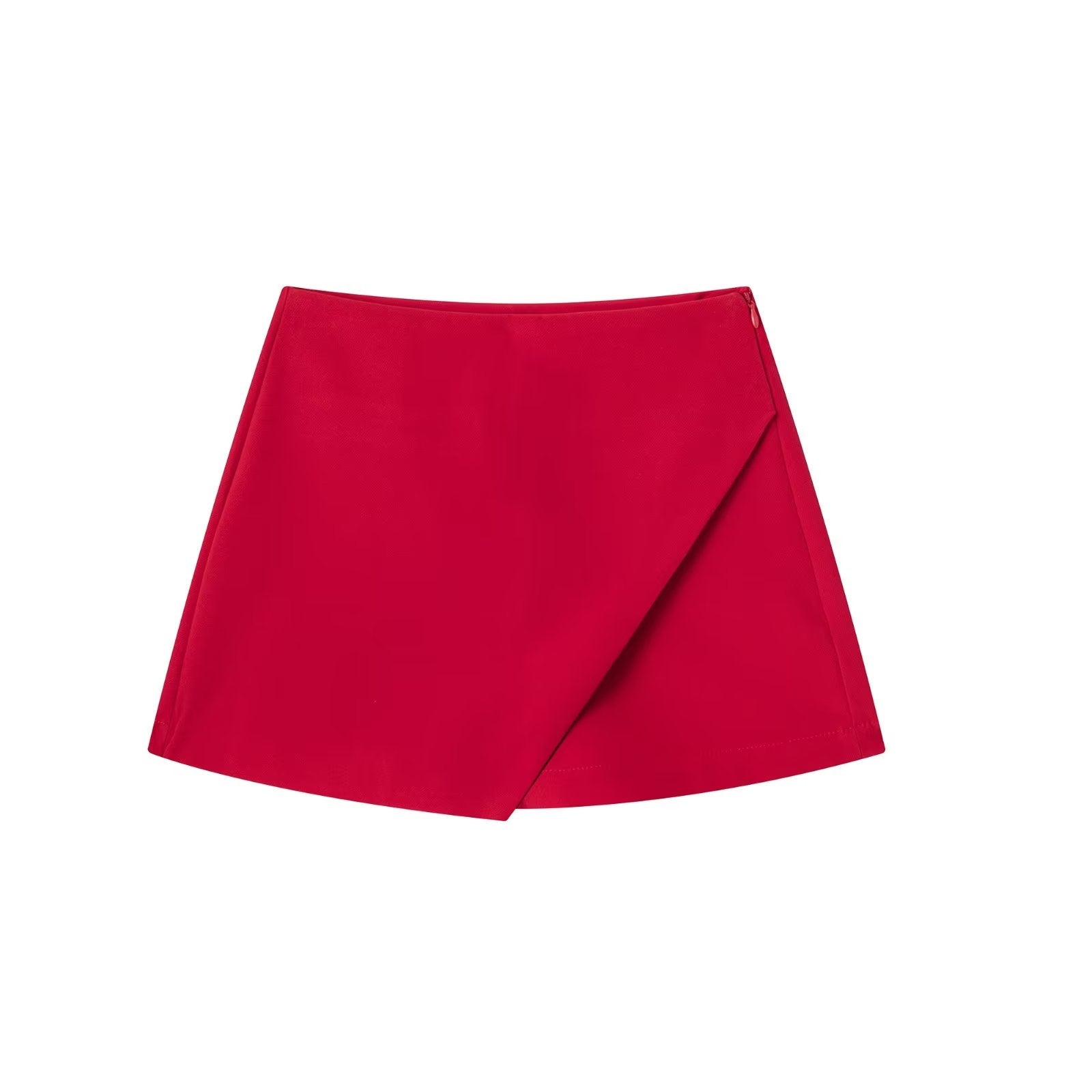 Jupe trapèze rouge vif, design moderne, tissu lisse, idéale pour mode féminine, tenue élégante, style tendance, vêtement chic.